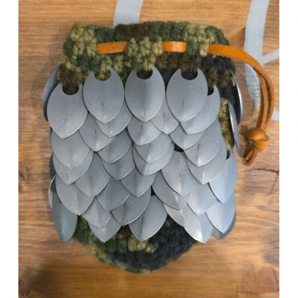 Scale Mail Arm Band Guard Camo‎ Crochet Metal Armor Festival Medieval Scalemail